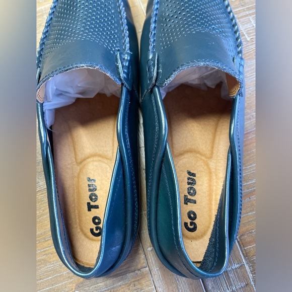 Go Tour Men's Genuine Hand-made Leather Driving Shoes sz 13 blue Punched NWOB - Picture 8 of 9